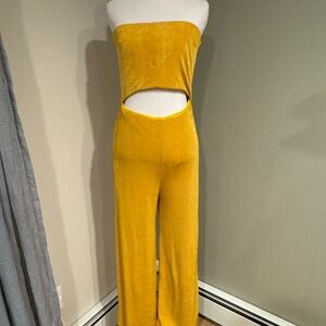 Naked Wardrobe Mustard Strapless Jumpsuit